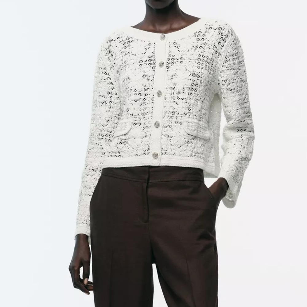 Zara CROCHET BUTTON JACKET